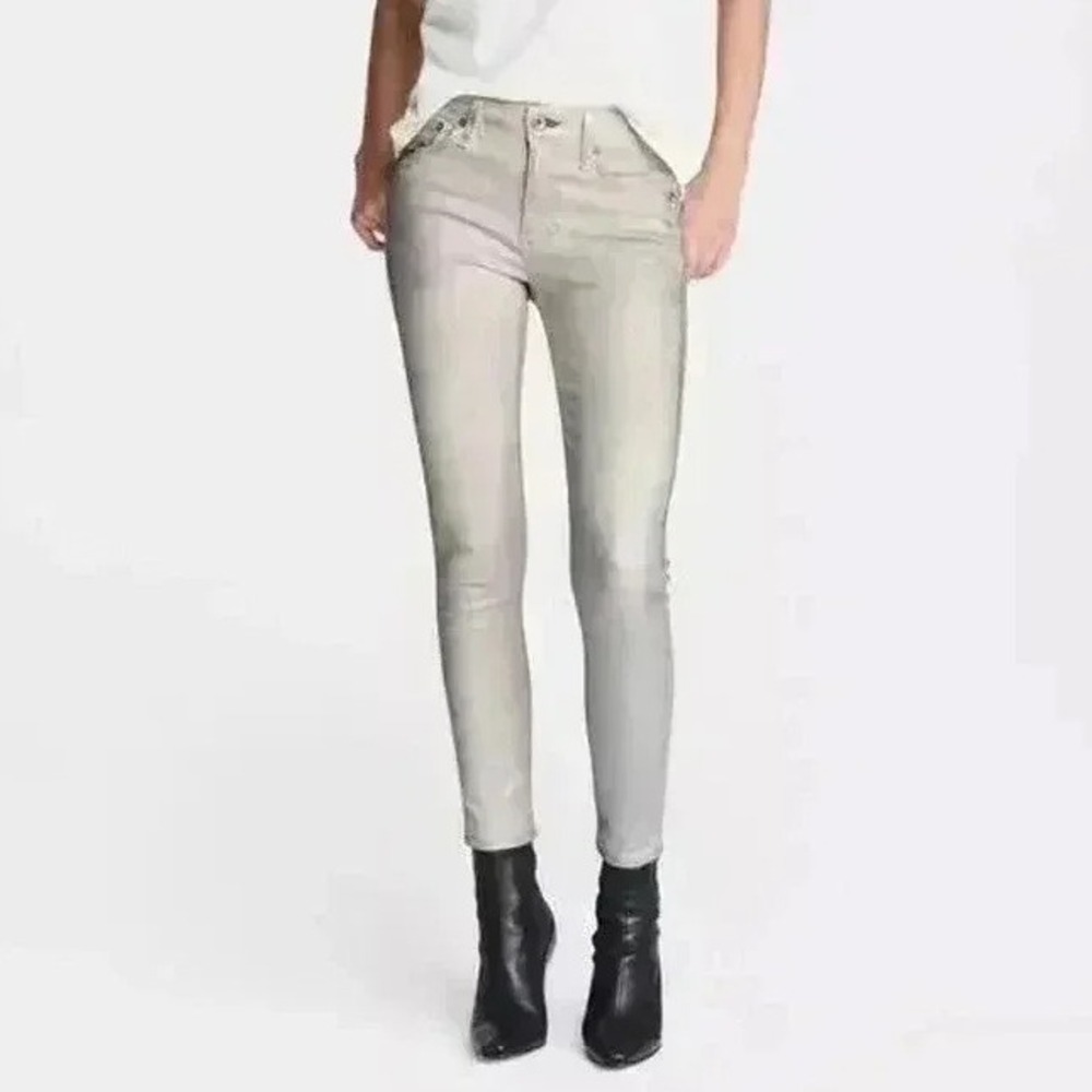 Rag & Bone Kate Midrise Ankle Skinny Jeans Moonshine Cream‎ Size 24